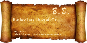 Budovics Dezsér névjegykártya
